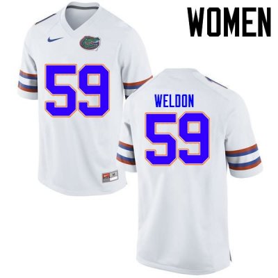 Women's Florida Gators #59 Danny Weldon NCAA Nike White Authentic Stitched College Football Jersey DHX8862SX